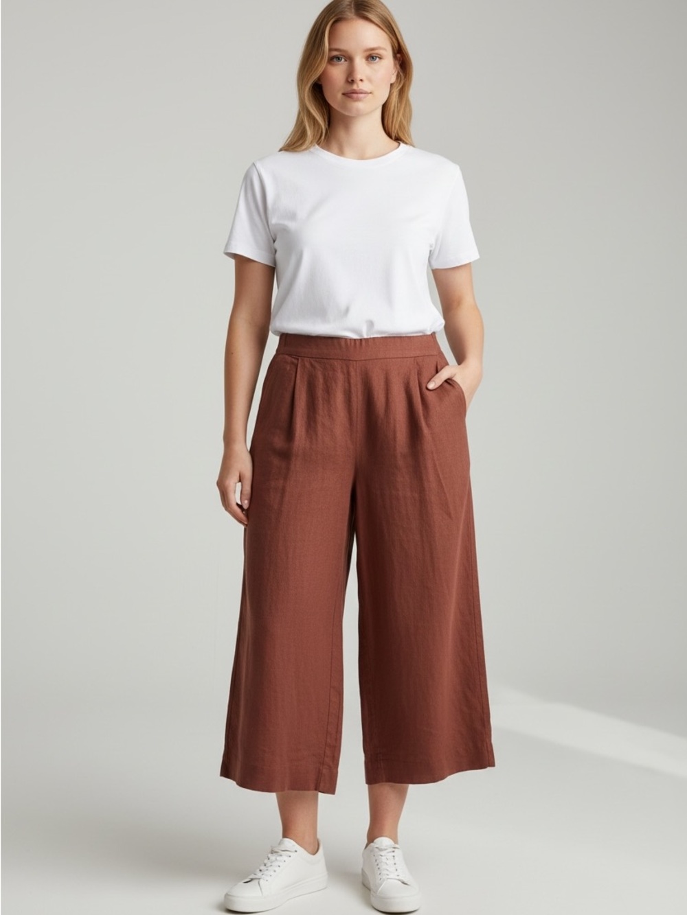 a new day Washed Rust Wide-Leg Cropped Pants